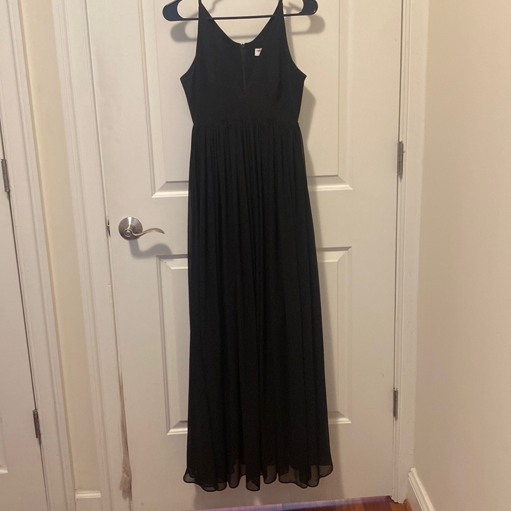 Black V neck maxi chiffon gown